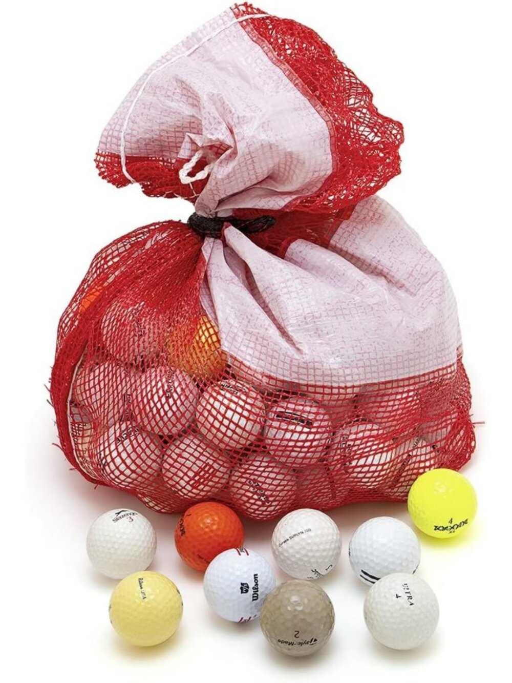 Bulk Recycled Golf Balls - Affordable Practice Balls in Mesh Carry Bag for Range